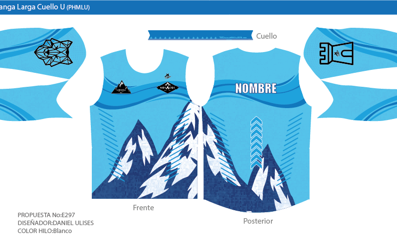 Playera Hombre Manga Larga Cuello U - Diseño E297