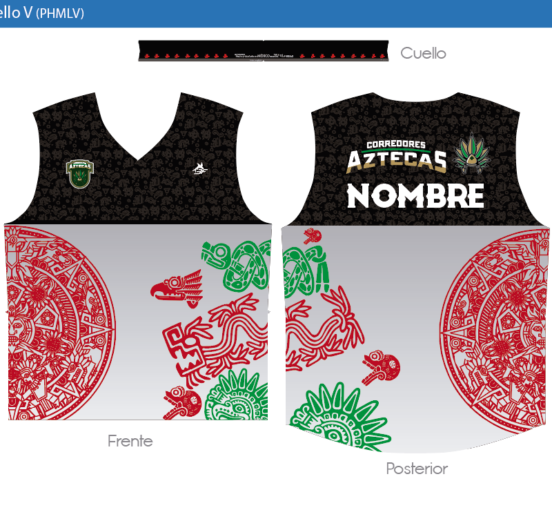 Playera Hombre Manga Larga Cuello V - Corredores Aztecas