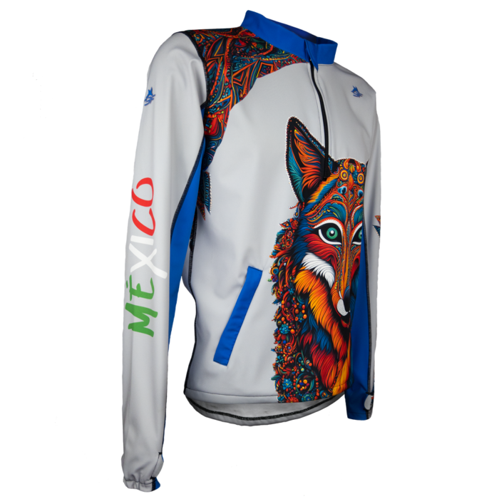 SHMLU_El Espiritu del Lobo_Lateral Sudadera Termina e Impermeable. Diseño mexicano. El Espíritu del Lobo