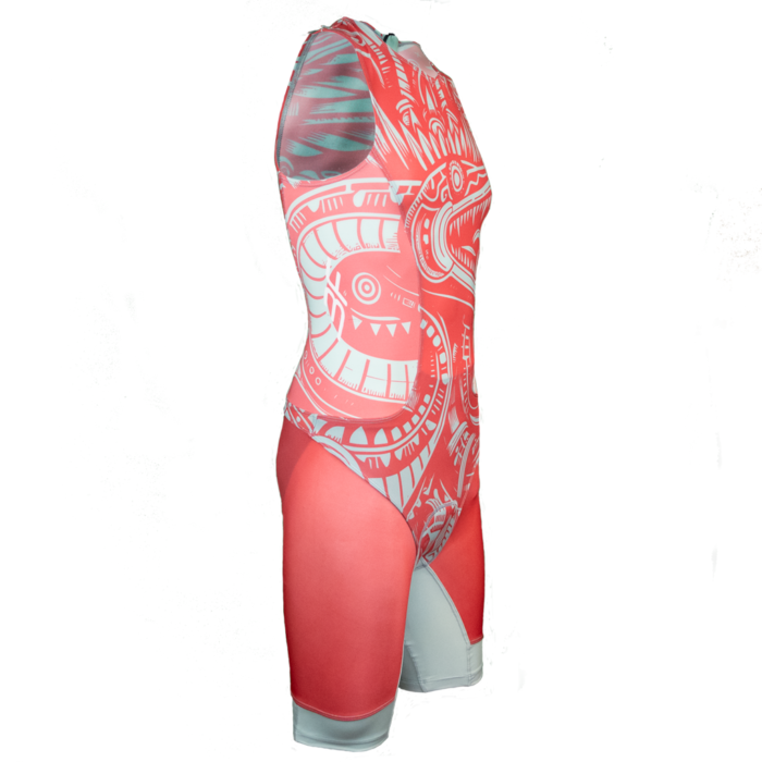 TMSM_Grabado Quetzalcoatl_Lateral Traje de triatlón grabado de quetzalcoatl. Trisuit personalizable