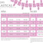 Tabla de medidas elasticas mujer